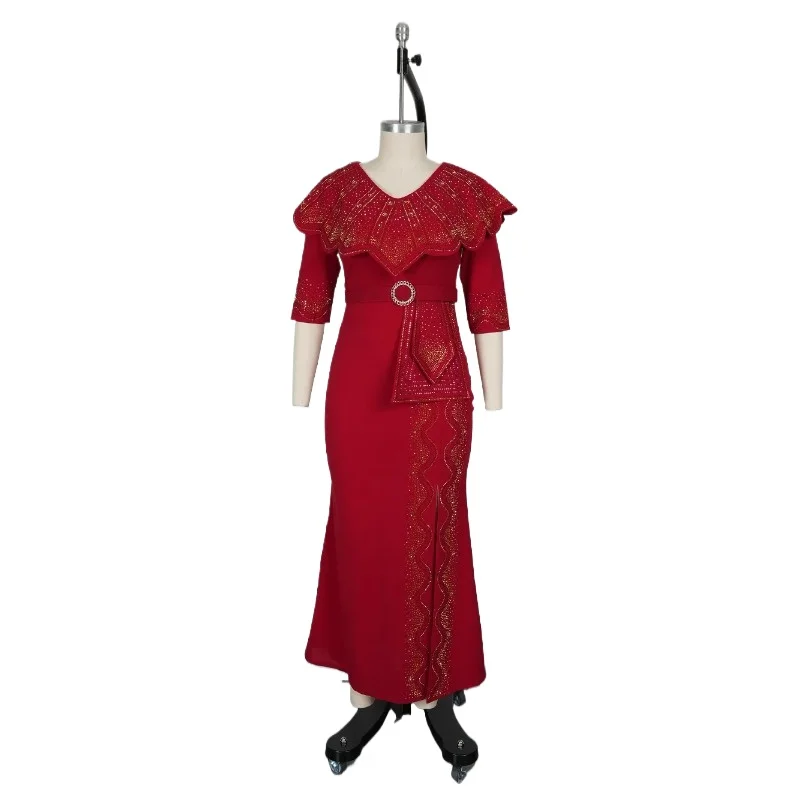 

Plus Size African Party Dresses for Women Dashiki Diamond Bodycon Long Dress Elegant Muslim Wedding Evening Gowns Outfits