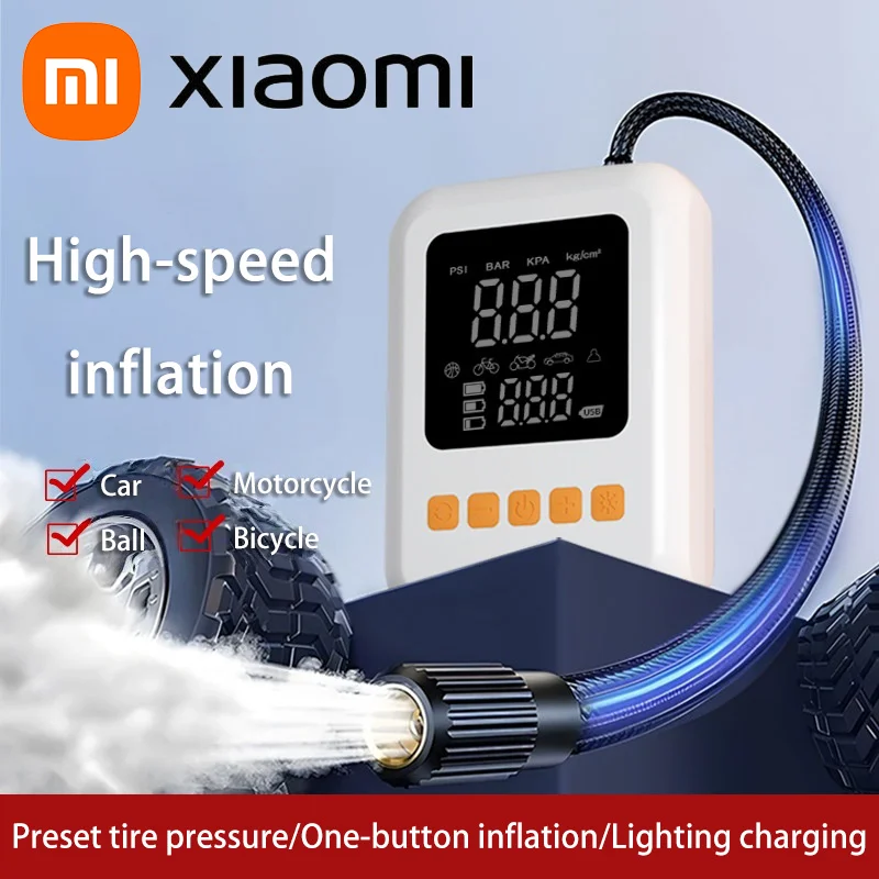 Xiaomi Portable Bicycle Electric Vehicle Tire Air Pump Handheld Wireless Charging Vehicle-mounted Air Pump Digital Display