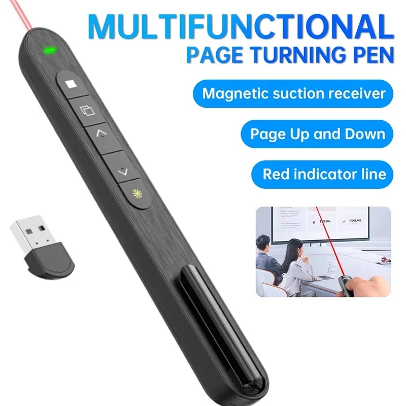 مقدم لاسلكي صفحة الليزر الأحمر تحول القلم RF حجم التحكم عن بعد PPT عرض التحكم عن بعد القلم الأشعة تحت الحمراء صفحة تيرنر