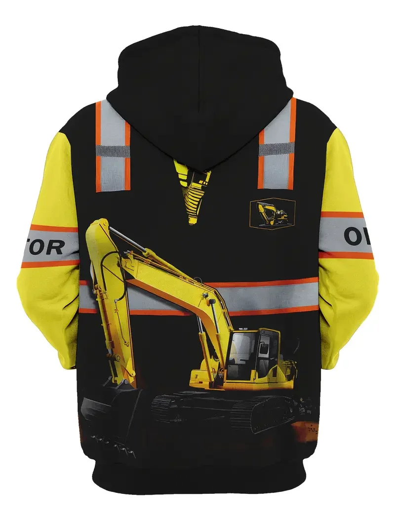 سترة بغطاء للرأس للكبار ثلاثية الأبعاد عصرية جديدة مع نمط مشغل حفارة جديدة وجيب للارتداء اليومي سترة بقلنسوة