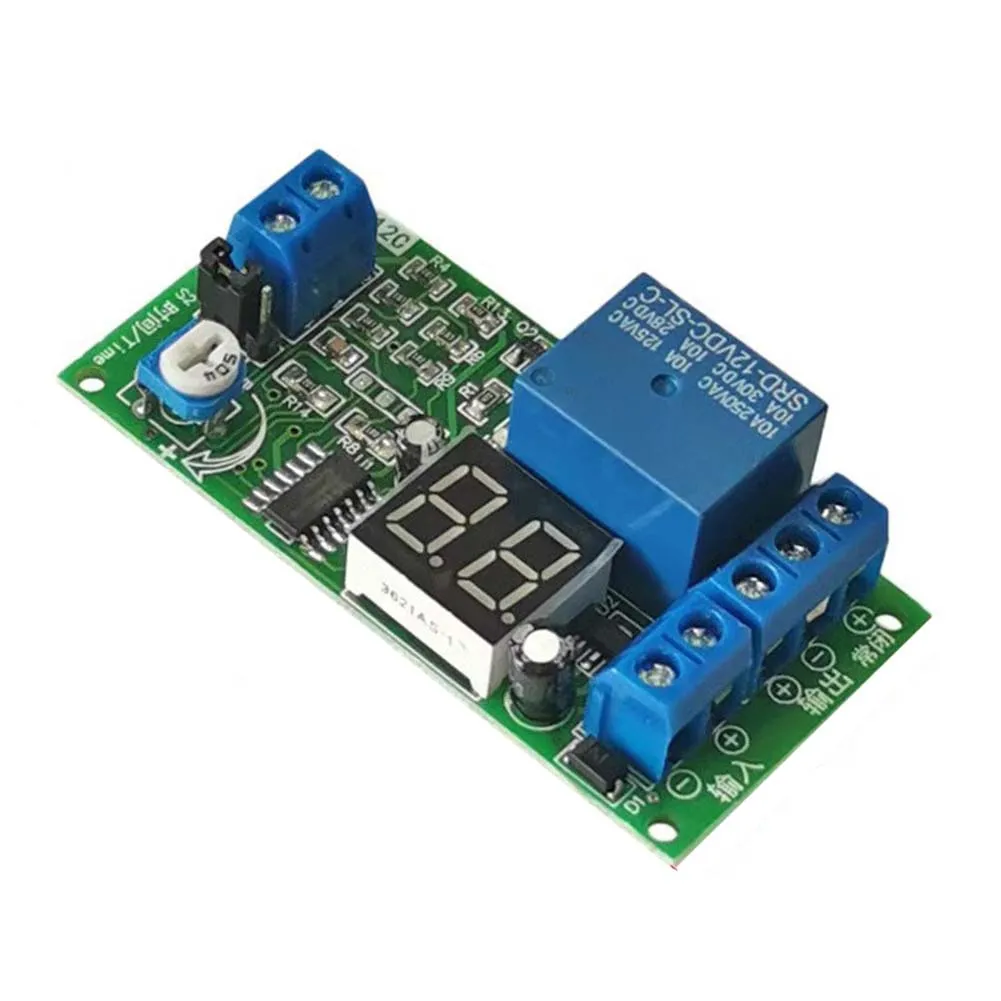 Digital Time Delay Relay 12V DC with Adjustable 1-99 Second or Minute Range and High-Visibility Display for Technical Use