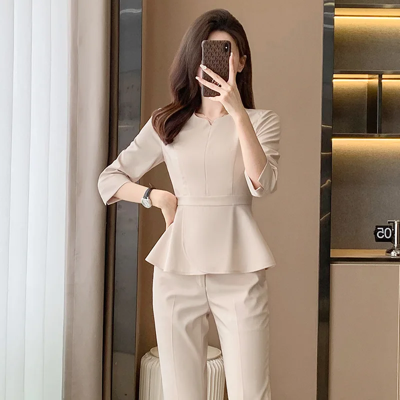 Short Sleeve Business Suit Women's Summer New High-End Temperament Pavilion of Regimen Tooling Jewelry Beauty Salon Workwear