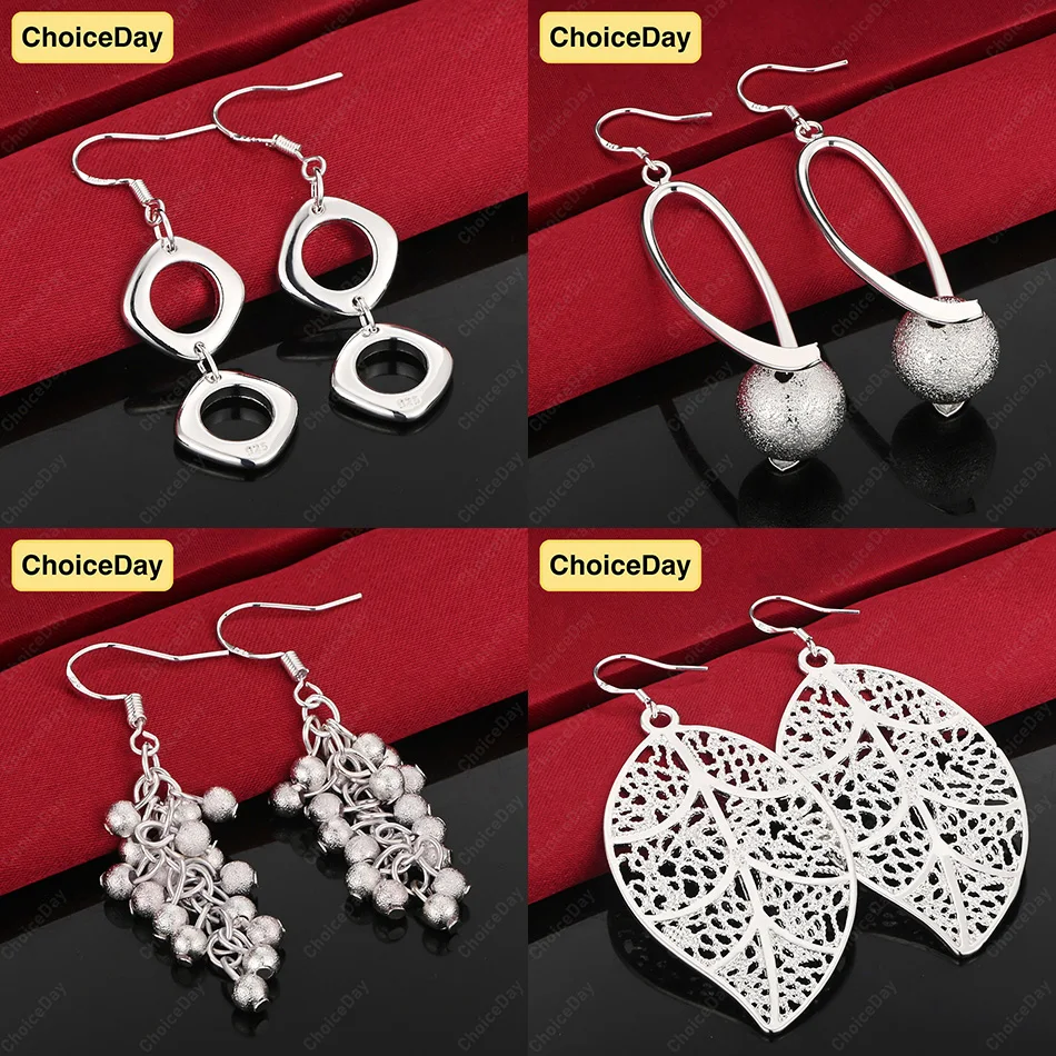 

ChoiceDay 925 Sterling Silver Delicate Beaded Leaf Earrings Women Party Accessories Wedding