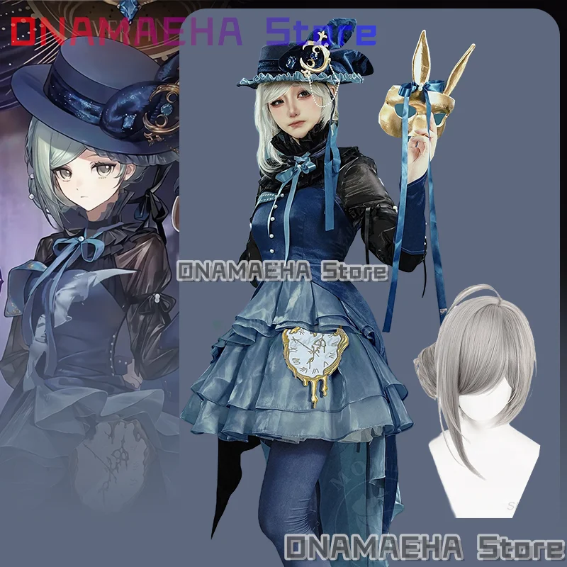 

{ONAMAEHA}Vertin длинноухий часовщик синее платье Лолиты, аксессуары для парика, реверс игры: 1999 полный комплект, женский наряд для вечеринки на Хэллоуин