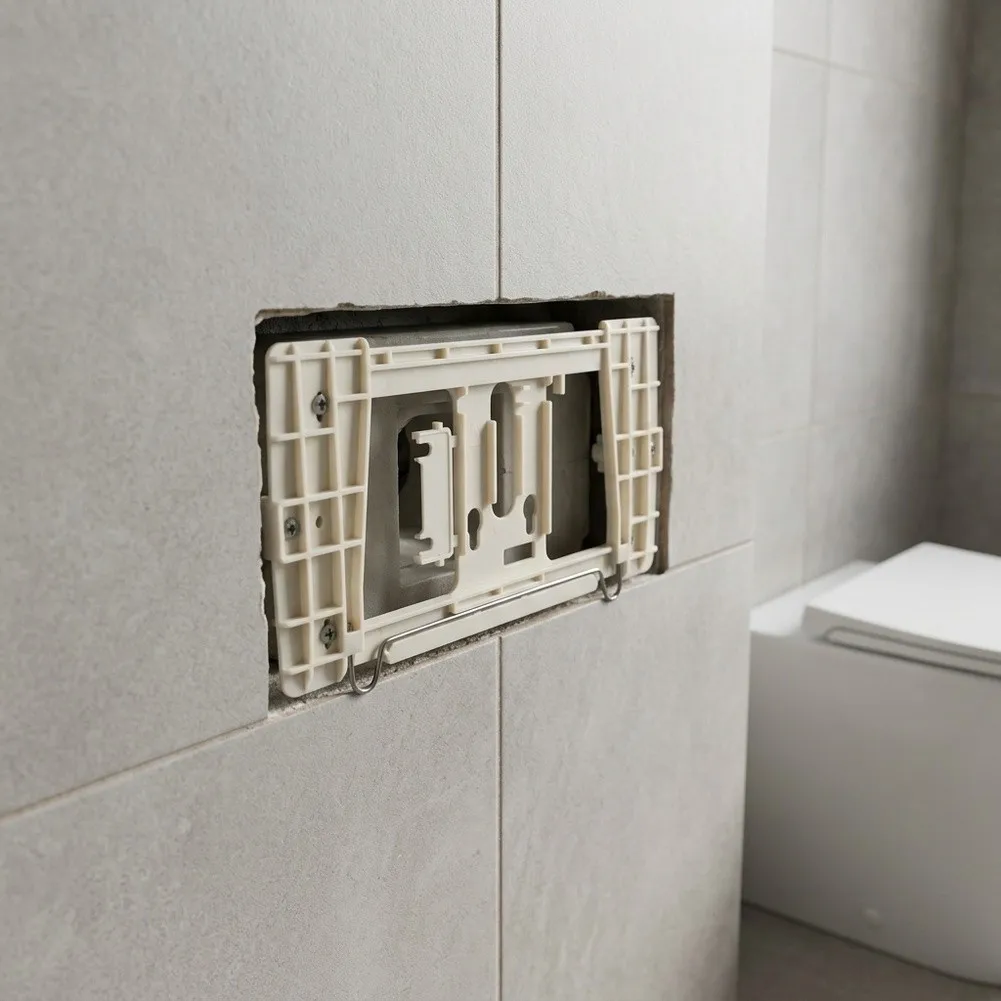 ABS Toilet Tank Panel Mounting Bracket for Geberit 115.333.11.1 Flush Plate Installation with Secure Snap-In Metal Wire Clip