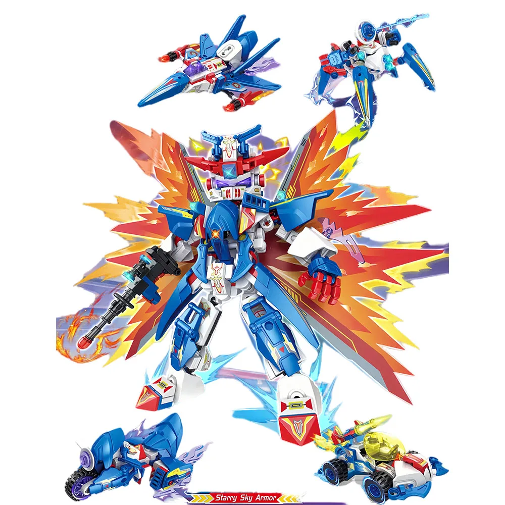 9153 Starry Sky Transformation Armor Toy Mech Assembly Building Blocks Children's Puzzle Toy 4-in-1 Assembly Bricks Boy's Gift