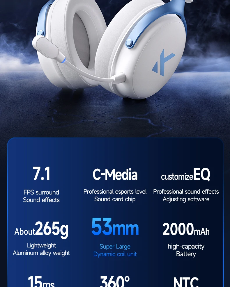 MCHOSE V9 Pro Elektronisches Sport-Headset Drei-Modus-Gaming USB Kabellos 7.1-Kanal Surround Sound Tragbares Headset mit Mikrofon – Detail 2