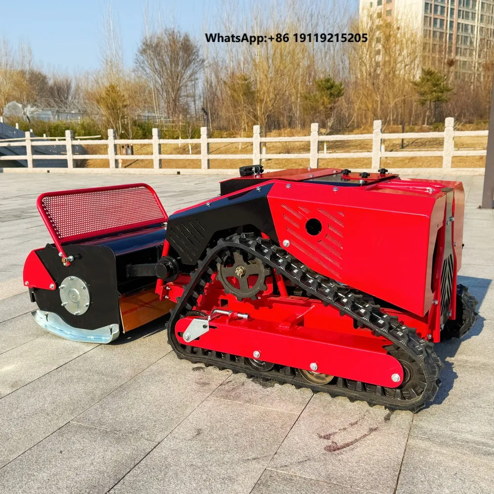 Self-Propelled Cordless DIY Remote Control Crawler Lawn Mower Garden Grass Cutting Machine Flail Mower