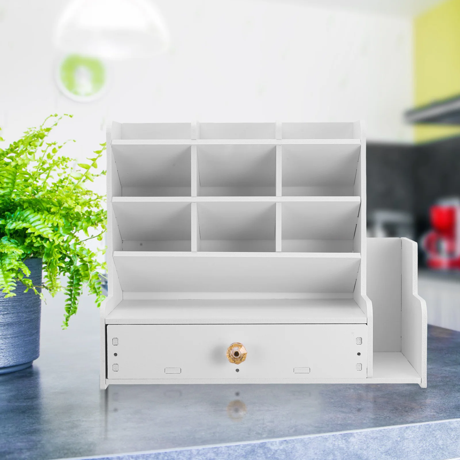 

Large Capacity Desktop Pen Holder Slanted Stationery Storage Rack Wood Plastic Composite Material Office Organizer for Pens