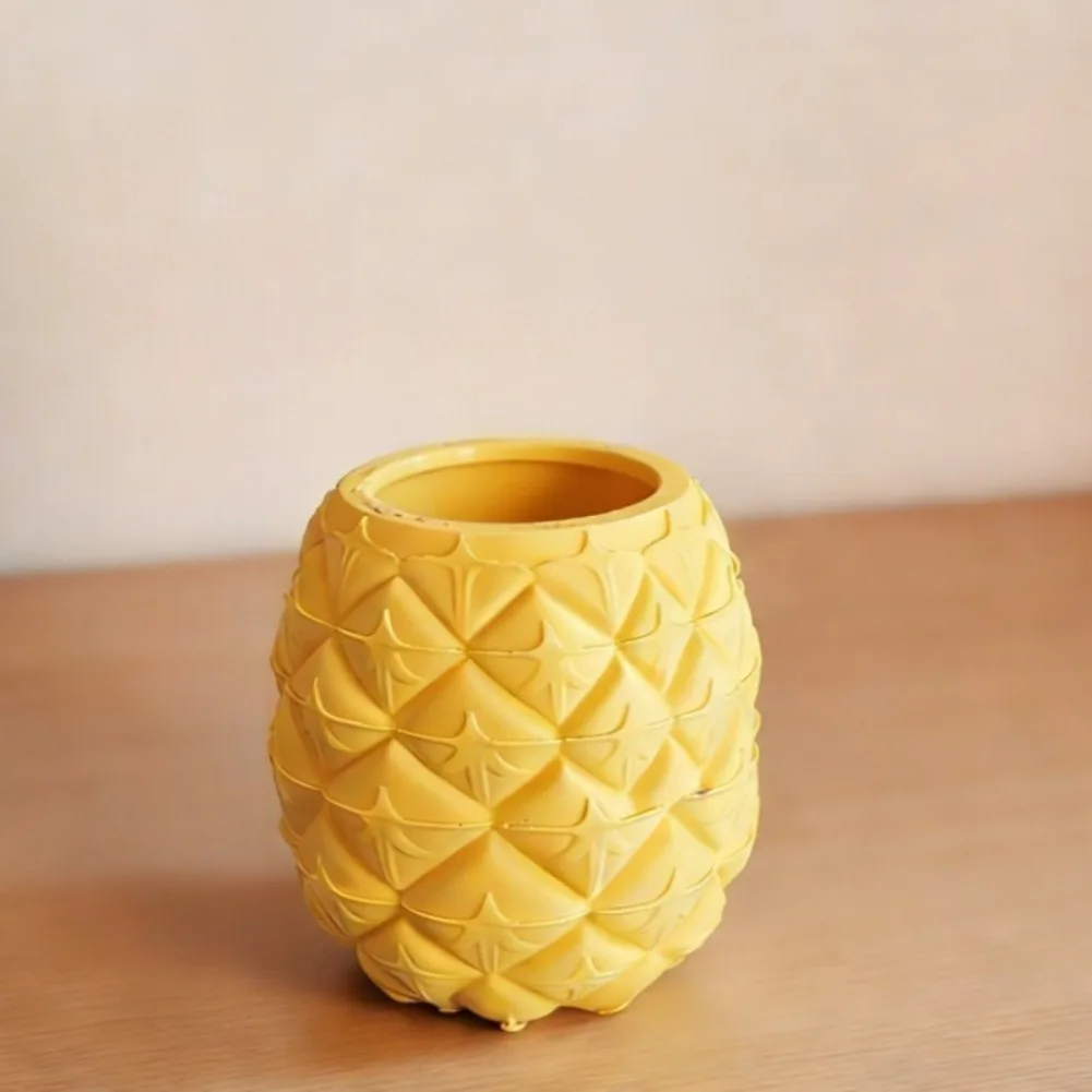 Cute Fruit Pineapple Pen Holder Desk 2-in-1 Pencil Rack Succulent Flower Pot Stationery Organizer Stand Home Office Accessories