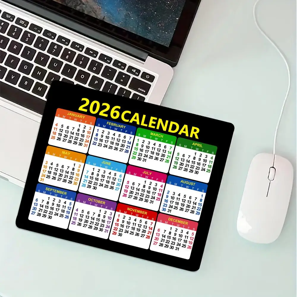 2026 التقويم لوحة الماوس الصغيرة حصيرة مكتبية عدم الانزلاق مخيط حافة ملحقات الكمبيوتر لوحة المفاتيح ماوس الكمبيوتر المحمول مكتب حصيرة mauspad muismat