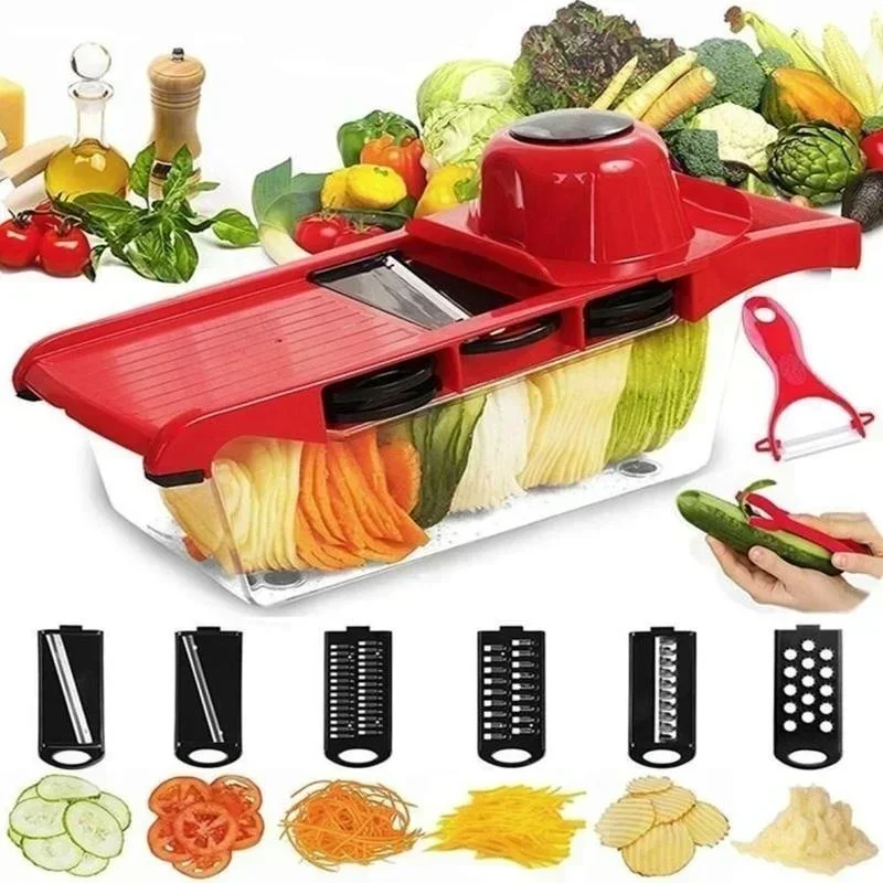 Cortador de Verduras Acero Rebanador, Pelador y Rallador Portátil - imagen 2