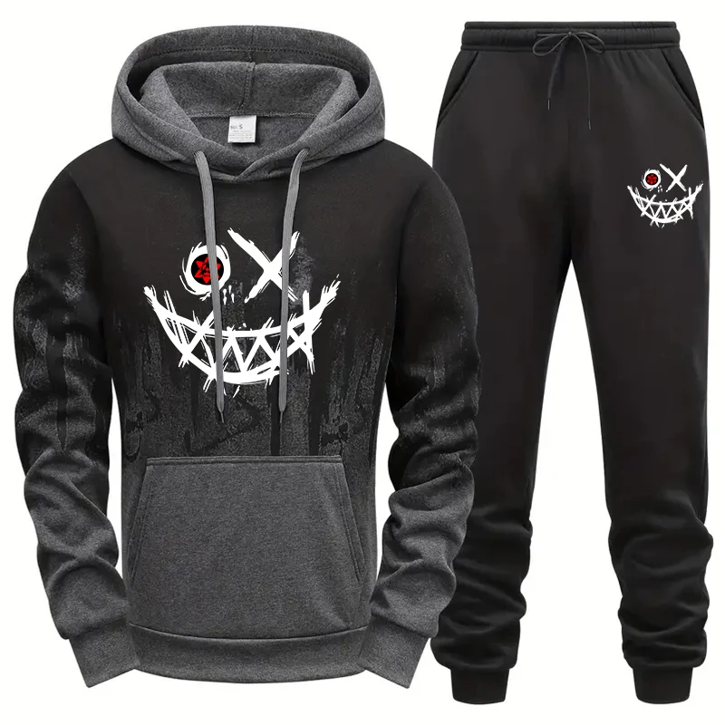 

2025 Men's Tracksuit Hooded Sweatshirt Black Sweatpants Male Urban Fashion Hoodie Outfits Autumn Daily Casual Sport Jogging Suit
