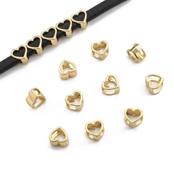 10pcs Zinc Alloy Metal Licorice Open Love Heart Slider Spacer Beads Fit 10x6mm Flat Leather For Diy Bracelet Jewellery Findings