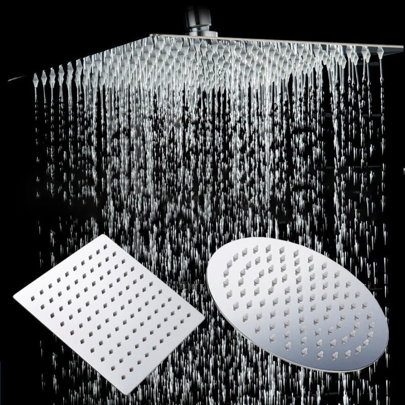4/6/8/10/12 Inch Pressurized Rain Shower Head Stainless Steel Square Round Rain Shower Head Large Water Outlet Shower Head