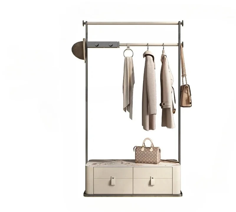 TTLight Luxury Coat Rack Full-length Mirror, Locker Integrated Bedroom Home Floor-to-ceiling High-end Hanger With Full-body Mirr