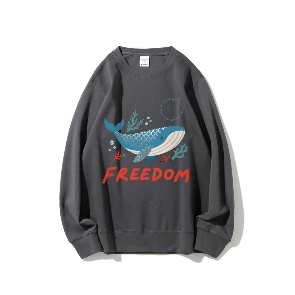 Freedom Blue Whale  Casual Daily Wear Unisex Sweatshirt with Multiple Colors Versatile Stylish Pullover New Arrival Best Seller