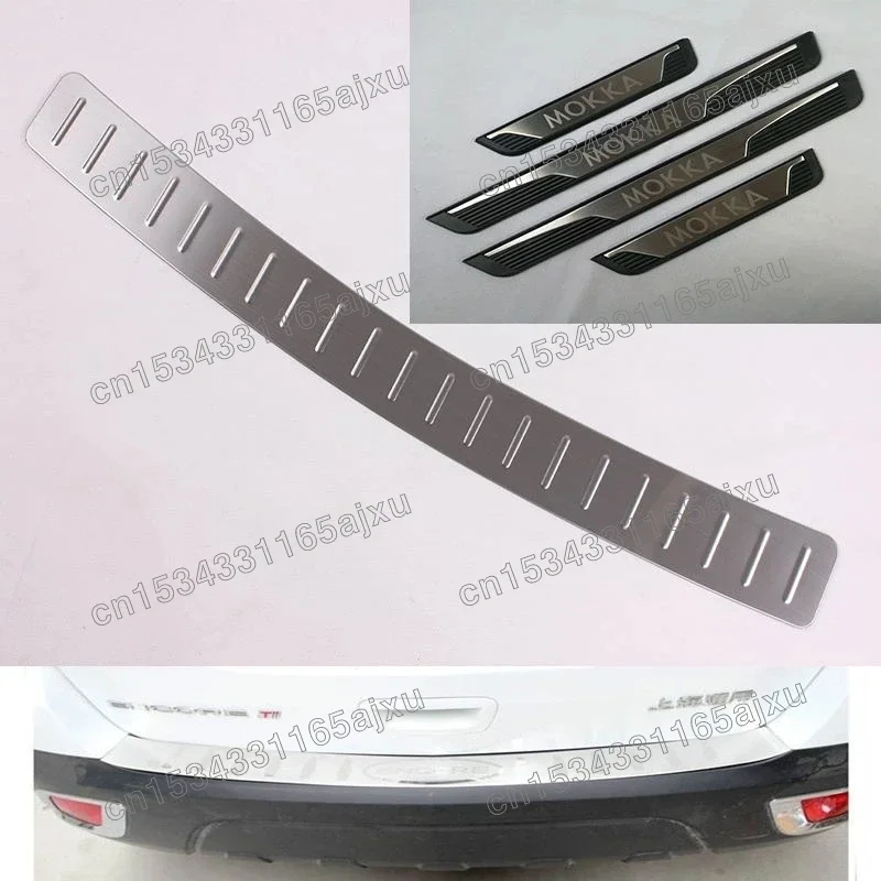 For Opel Mokka Vauxhall Mokka X 2012-2019 Rear Bumper Protector Sill Trunk Tread Plate and Scuff Plate Door Sill cover Trim