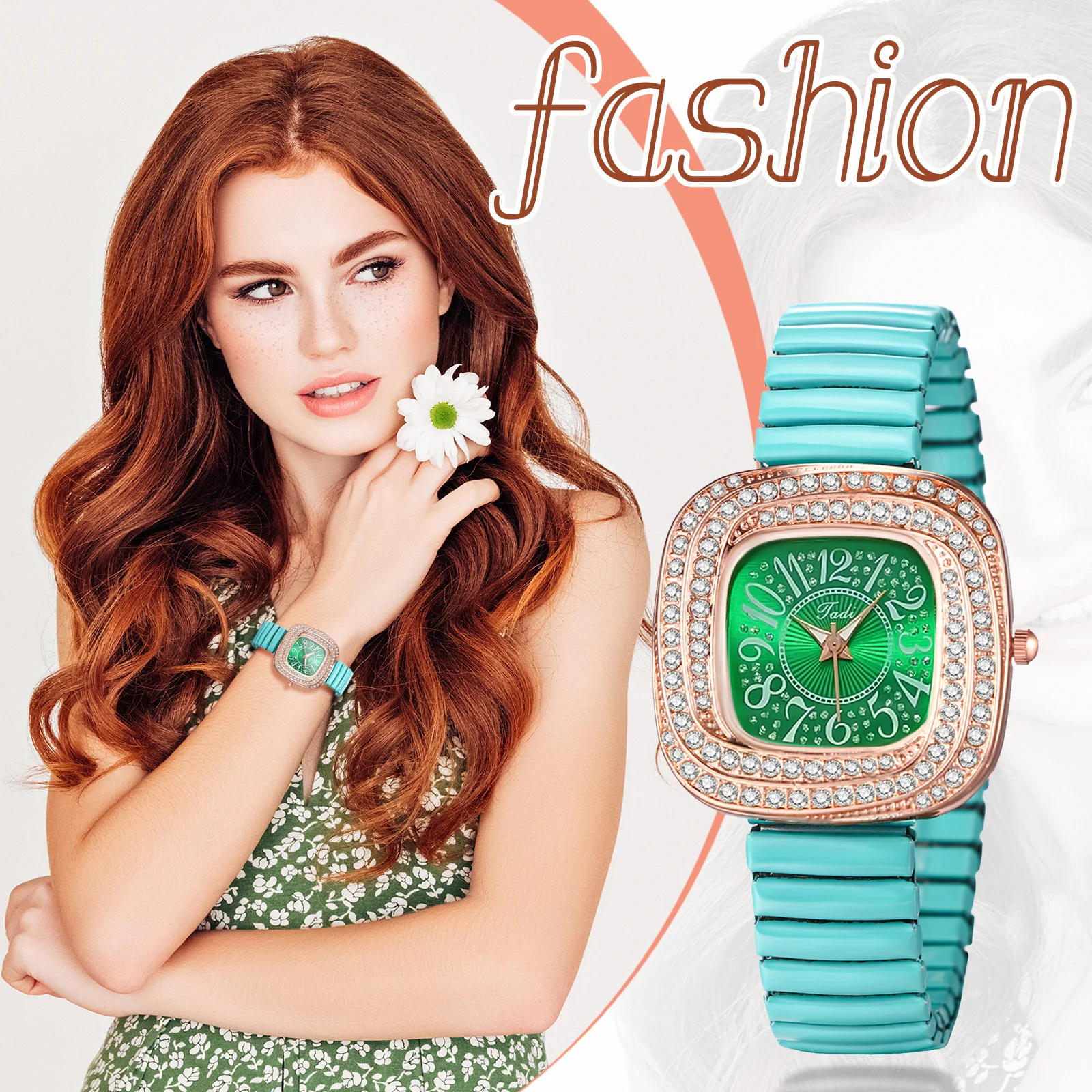 Lancarro orologio elastico con diamante quadrato da donna cinturino in acciaio di precisione quadrante Whirlpool rettangolare orologio da donna delicato impermeabile