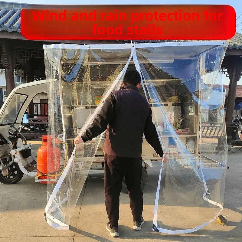 Outdoor Transparent Windshield Curtain Special Rainproof Dustproof Partition for Three-Wheel Peddler Car Winter Use