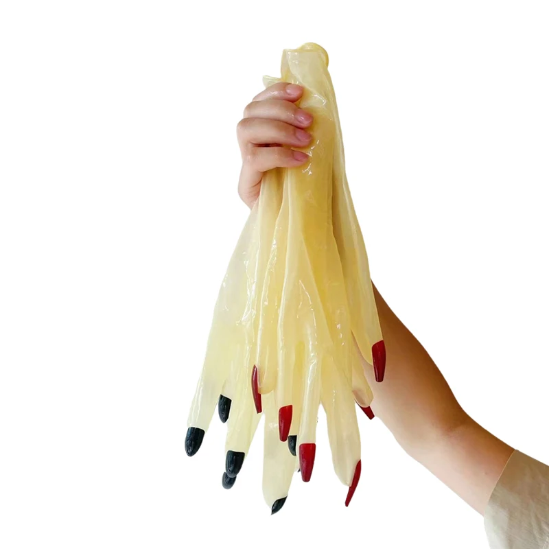 Ultra-Thin Oil Shiny Glossy Latex Glove High Elastic Transparent Latex Gloves Kigurumi Cosplay With Long Nails Manicure Gloves - view 6