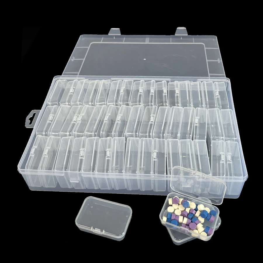 

45-Grid Plastic Craft Storage Box Set, Transparent Organizer Case for Jewelry, Beads, Nail Art, and Small Supplies