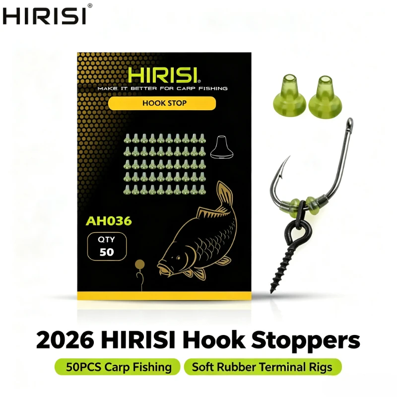 2026 HIRISI 50Pcs Hook Stoppers Soft Rubber Carp Fishing Terminal Rigs Beads Stop Carp Fishing Tackle Angling Accessory Supplies