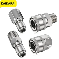 Pressure Washer Coupler 1/4 Inch Stainless Steel Quick Connect Fittings Male Female Accessories With Internal External Thread