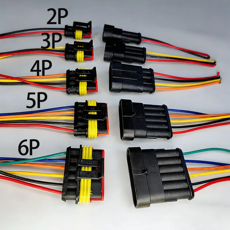 1Set 1P 2P 3P 4P 5P 6P Way Waterproof Electrical Auto Connector Male Female Plug with Wire Cable Harness for Car Motorcycle ﻿