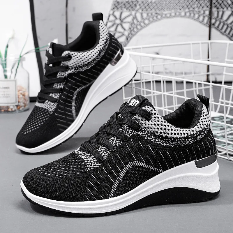 Female Casual Shoes Thick Sole Platform Women Leisure Shoes Knitted Breathable Sneakers Ladies Fashion Sport Shoe Girls Footwear