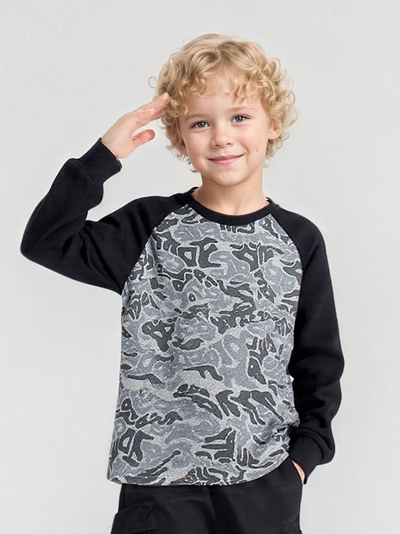 

Детская футболка 2026: Новинка весенней коллекции, камуфляжный дизайн, лонгслив для мальчиков-подростков 4-13 лет