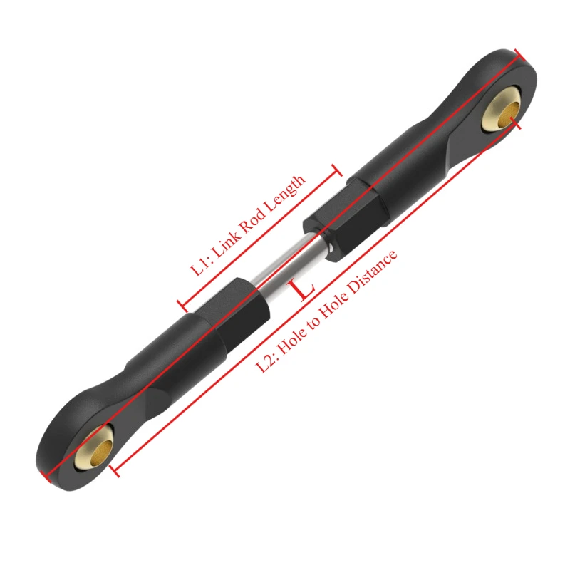 مشبك رأس كروي بلاستيكي M2.5 + قضيب ربط معدني L25-300mm مع صامولة لولبية - مجموعة قضيب ربط كروي قابل للتعديل لنماذج RC