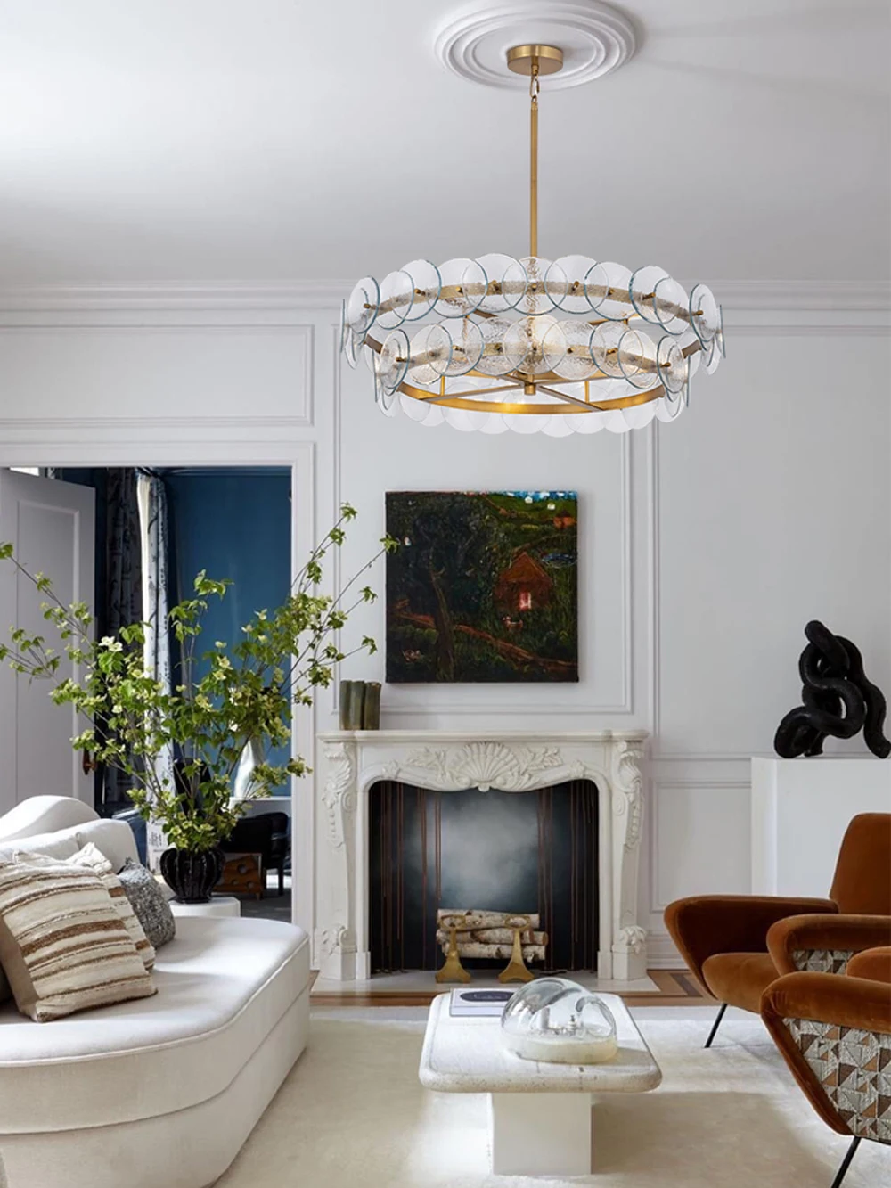 Murano Collection Round Linear E14 Dimmable LED Chandelier