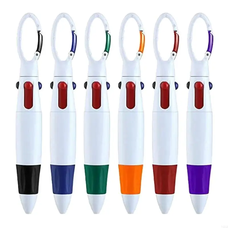 

Y5LB 6Pcs 4-in-1 Retractable Ballpoint Pens Multicolour Pens 4 Colors Ball Point Pens