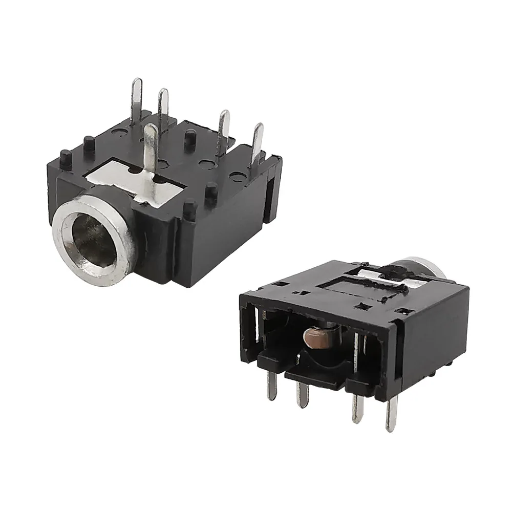 5Pcs/Lot Black PJ307 3.5mm Stereo Jack Audio Connector PJ-307 5Pin 3.5MM Female Audio Socket PCB Mount Adapter