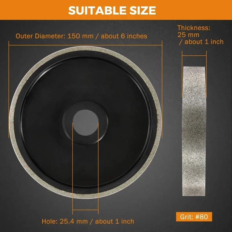 

150x25.4x25mm Diamond Grinding Wheels Jewelry Polishing Machine Diamond Lapidary Jewelry Parallel Grinding Wheel Polishing Wheel