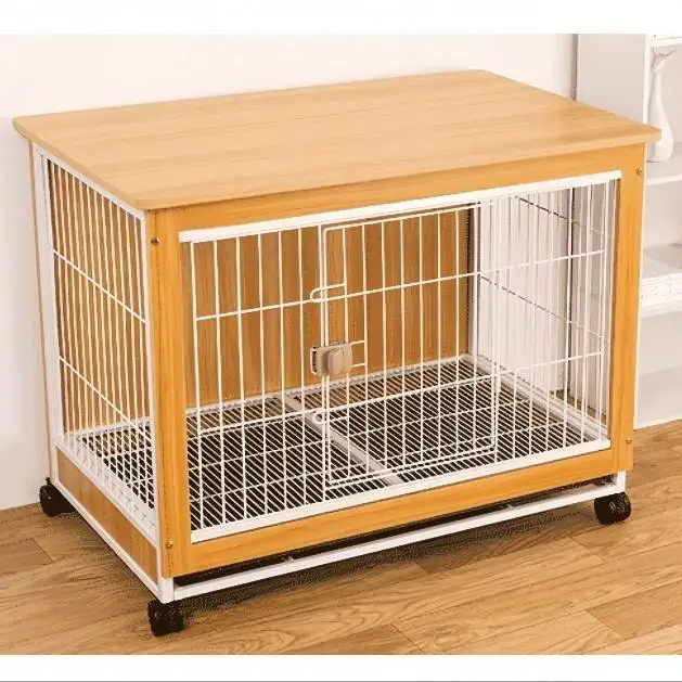 Dog Cage Wooden Pet Shiba Inu Small Dog Eco-friendly Solid Button Closure Home Toilet Separate All Seasons 15kg Capacity