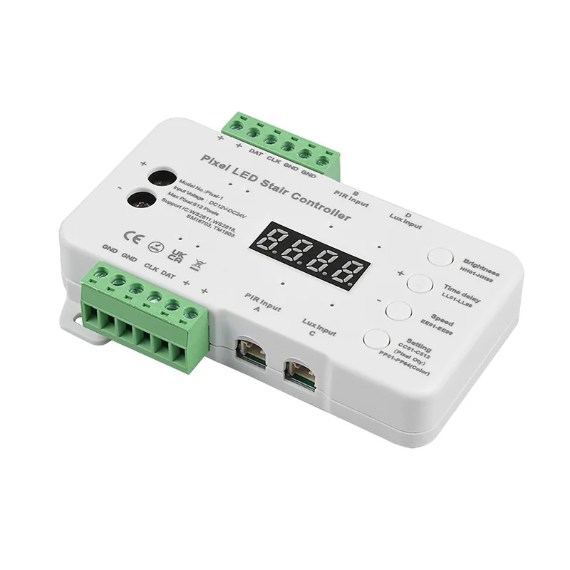 Schody usprawniające kontroler światła czujnik ruchu PIR 12V 24V dostosowany krok dla WS2811 WS2818 Pixel listwy LED