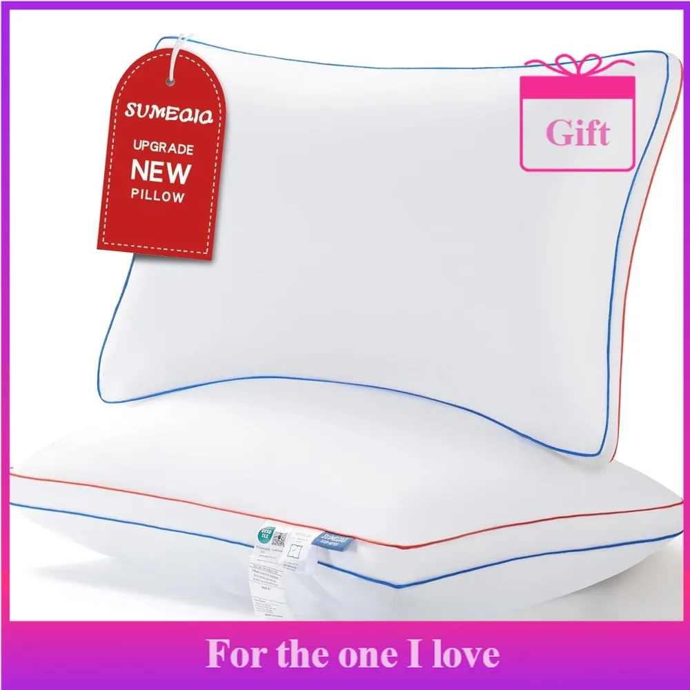 

Hotel-quality bed pillows, medium firmness, queen-size two-piece bed pillow set