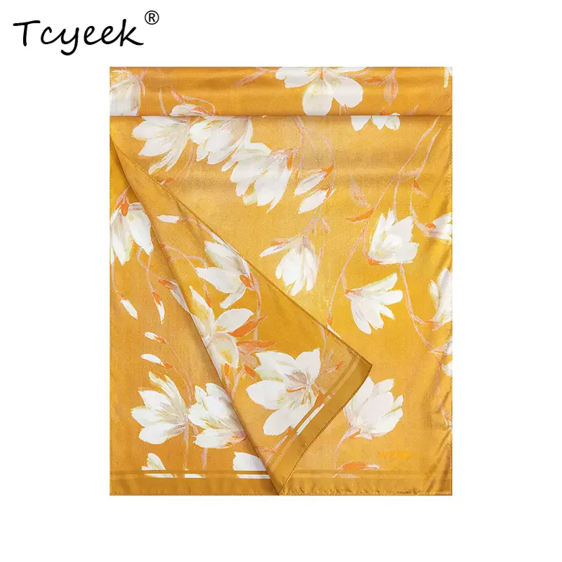 

Tcyeek, 12MM 100%Mulberry Slik French Long Scarf, Women French Printed, Gifts Original Design OL Scarf, 2024 Autumn A46275QC