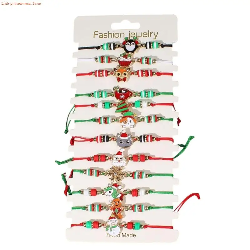 F92D موسم الأعياد سبائك الزنك سحر الأساور قابل للتعديل معصمه مضفر الزينة #3