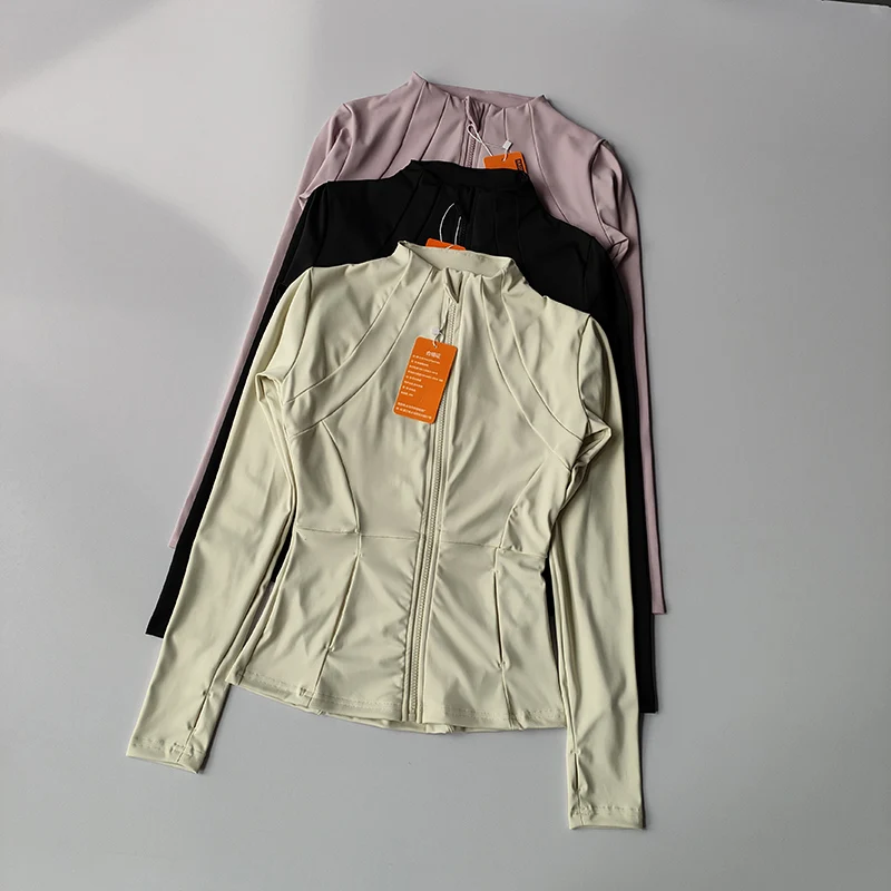 Sportjacke, Damen Herbst- und Winter-Slim-Fit, Professionelle Schnelltrocknende Kleidung, Schlankmachendes Sport-Langarm-Prati-Yoga-Oberteil – Detail 6