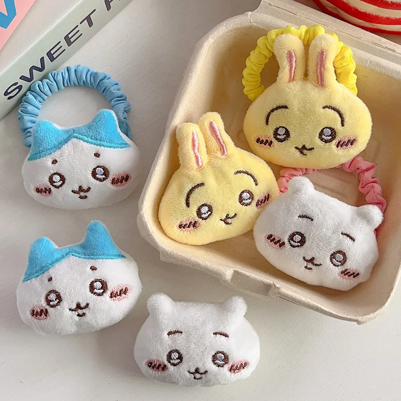 

Kawaii Anime Chiikawa Plush Hair Tie Hair Circle Cute Usaki Cartoon Students Tie Hair Accessories Girl Sweet Birthday Gifts