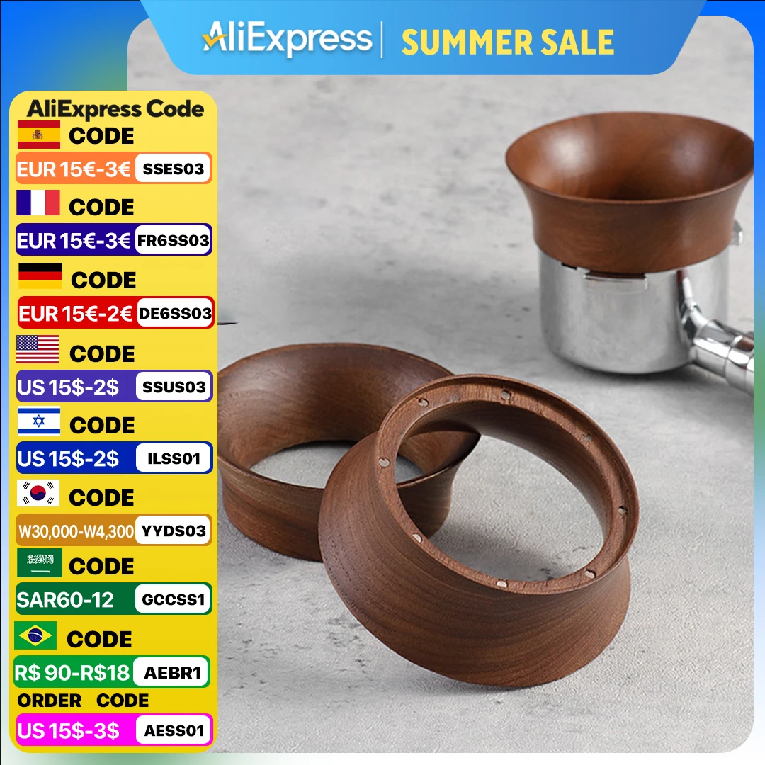 51/58mm Coffee Dosing Cup Walnut wood Espresso Dosing Funnel Brewing Bowl Portafilter Dosing Ring Coffee Accessories