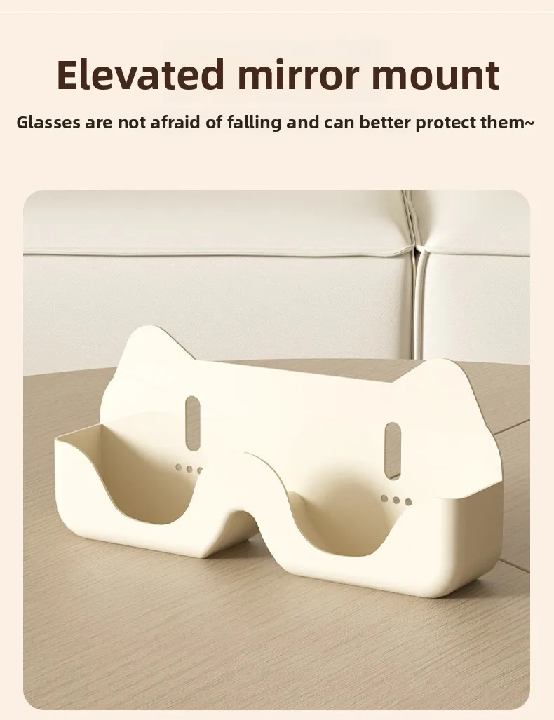 Wall Mount Glasses Holder No Drilling, Dormitory Bedside Eyeglass Storage Rack for Myopia Sunglasses, Adhesive Hanging Organizer
