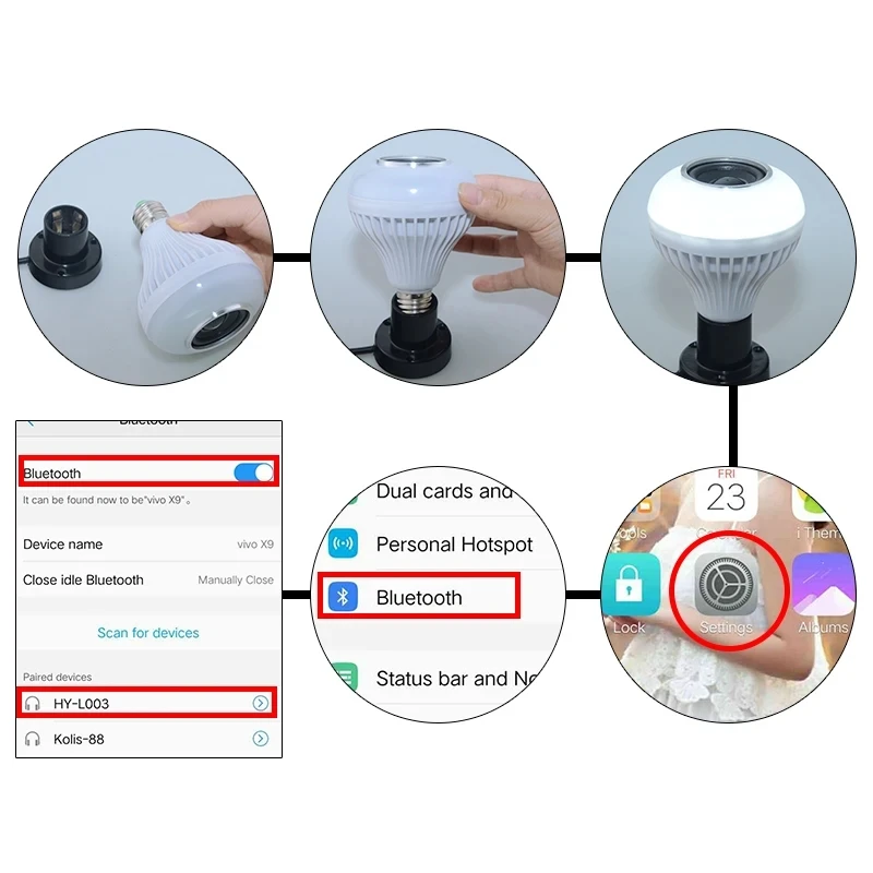 لمبة إضاءة موسيقية LED مع مكبر صوت بلوتوث مدمج، لمبة إضاءة ذكية لاسلكية مع جهاز تحكم عن بعد، مكبر صوت متغير اللون RGB #5