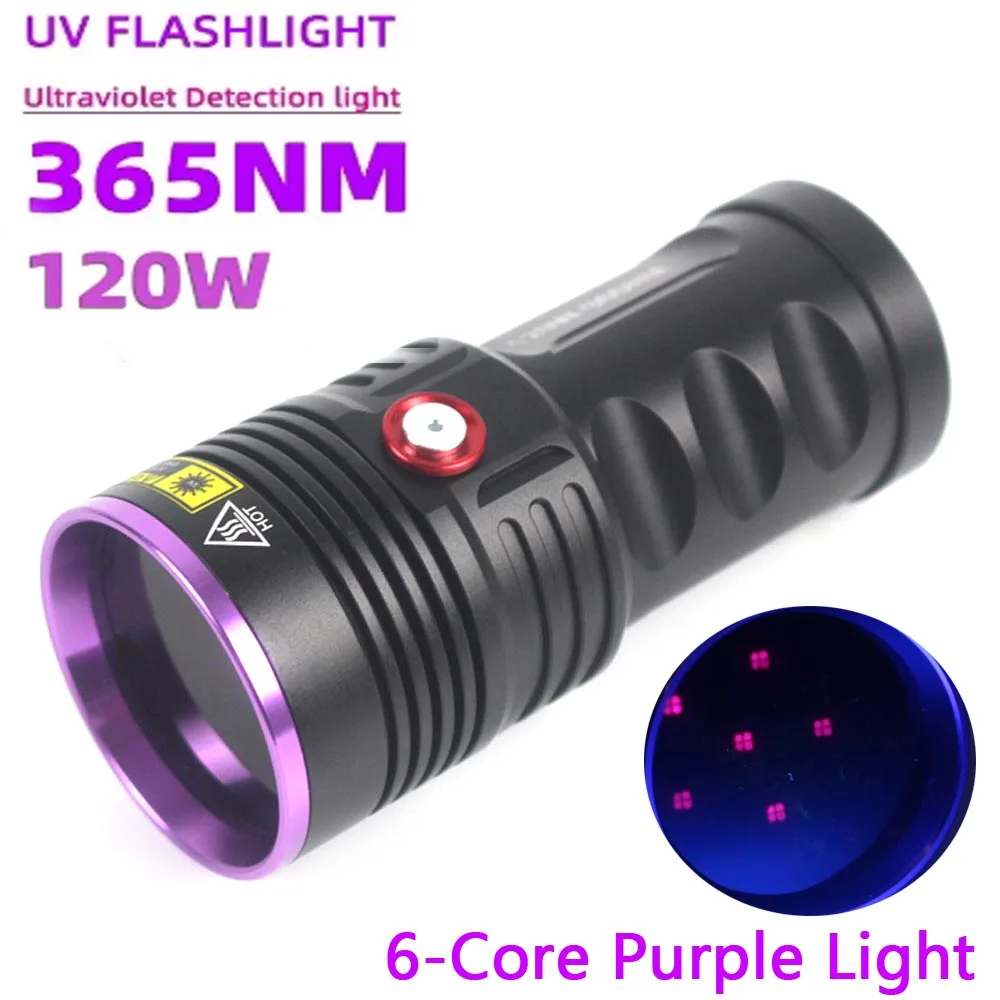 

365NM UV Flashlight Type- C Rechargeable Waterproof 18650 Blacklight UltraViolet Light Torch For Pet Urine Stains Detector