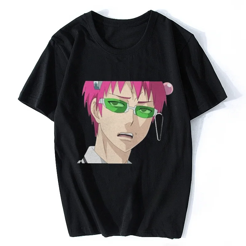 Saiki's Confused Face The Disastrous Life Of Saiki K T-Shirt Men Cotton T Shirt Anime Tops Kusuo Manga Kaidou Short Sleeve Tees