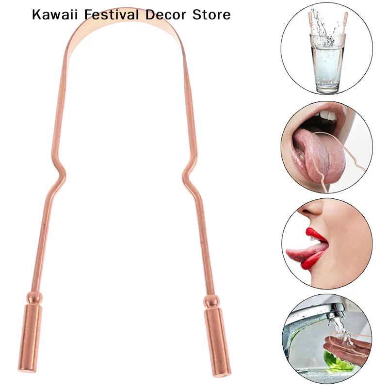 【K】1Pc Pure Copper Tongue Scraper Oral Cleaner Brush Fresh Cleaning Hygiene For Men And Women Tounge Scraper 3 Styles