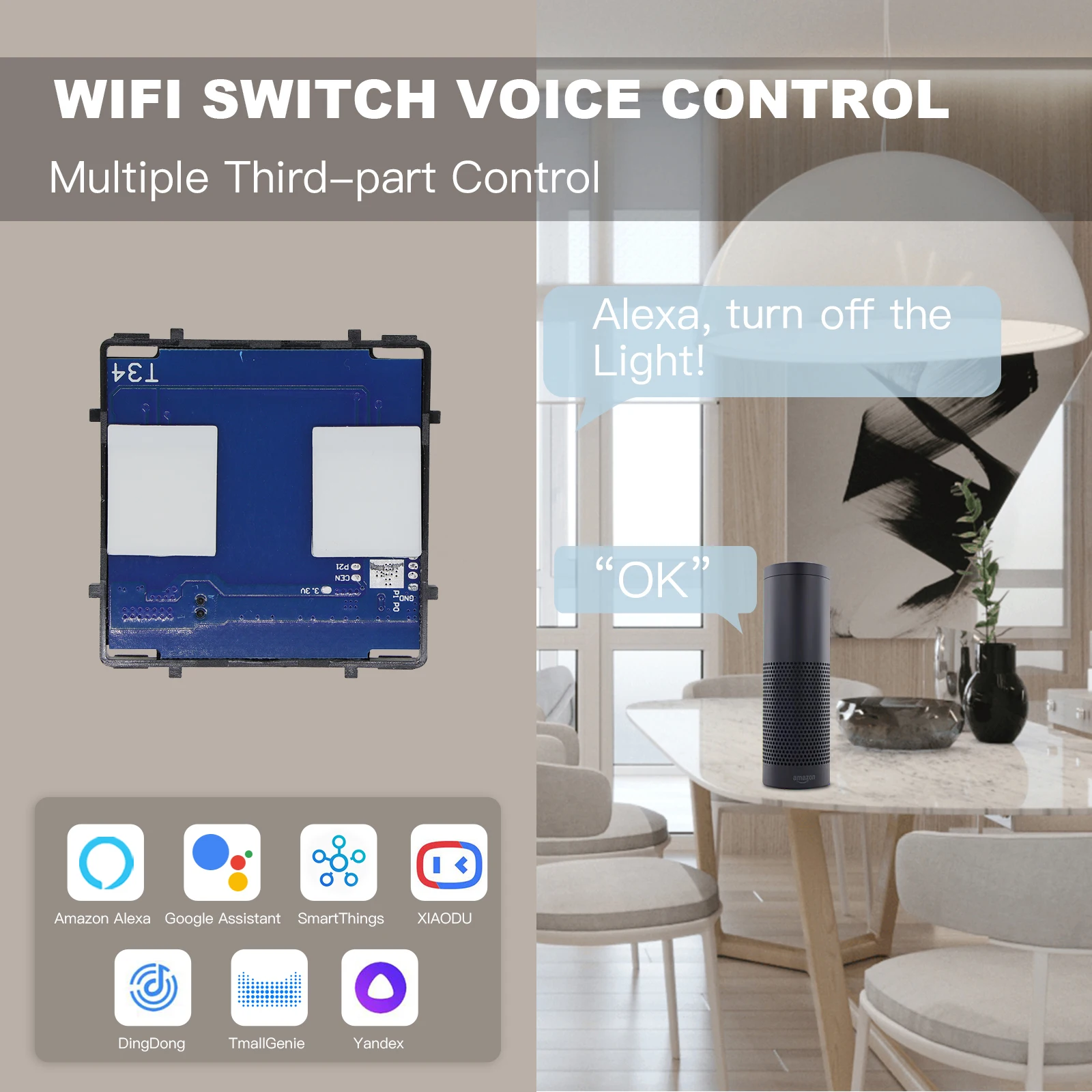 BSEED Wifi Smart Dimmer Switch 1/2/3Gang Touch Light Switch funzione parte Tuya Smart Life Control pannello in vetro combinazione libera fai da te